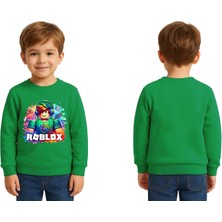 Sedirli Unisex Roblox Baskılı Çocuk Swaetshirt 3 Iplik Şardonlu