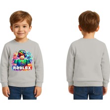 Sedirli Unisex Roblox Baskılı Çocuk Swaetshirt 3 Iplik Şardonlu