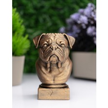 Makerpax Pug Köpek Büst Heykel – El Yapımı Dekoratif Figür 12CM – Masa Üstü Süs Eşyası