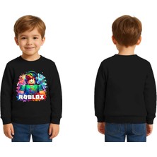 Sedirli Unisex Roblox Baskılı Çocuk Swaetshirt 3 Iplik Şardonlu