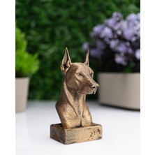 Makerpax Doberman Köpek Büst Heykel – El Yapımı Dekoratif Figür 12CM – Masa Üstü Süs Eşyası