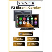 F2 Ekranlı Carplay Apple Android Uyumlu 9.2 Inç 4K Görüntü Arka/ön Görüş Kameralı Araç Ekranı F2