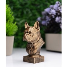 Makerpax Fransız Bulldog Köpek Büst Heykel – El Yapımı Dekoratif Figür 12CM – Masa Üstü Süs Eşyası