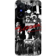 TechTree Vivo X200 Fe Uyumlu Kırmızı Mustafa Kemal Atatürk Imza Baskılı Silikon Kılıf