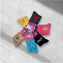 Multi Butik Multipa First Socks Renkli Pamuklu Smart Kolej Çorabı 4 Çift