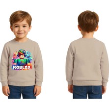 Sedirli Unisex Roblox Baskılı Çocuk Swaetshirt 3 Iplik Şardonlu