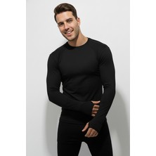 Scorp Corex Erkek Termal Içlik Üst Futbol Içliği Uzun Kollu Koşu Tişörtü Siyah