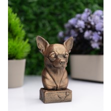 Makerpax Chihuahua Köpek Büst Heykel – El Yapımı Dekoratif Figür 12CM – Masa Üstü Süs Eşyası