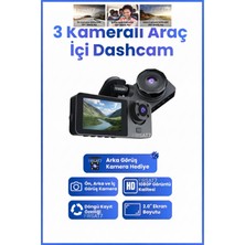 F15 Oto Araç Içi Hd Kamera 3 Kameralı Wifi Özellikli 1080P Full Hd Gece Görüşlü G-Sensör Dashcam