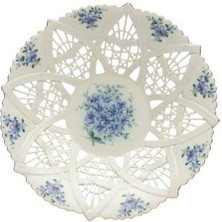 Shaco Design Mavi Çiçek Tasarımlı Porselen Dekor Tabağı