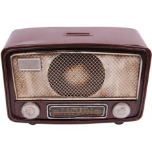 Dekoratif Metal Radyo Kumbaralı Vintage Hediyelik