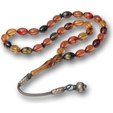 Özcömert Silver Gümüş Top Kazaz Püsküllü Sıkma Kehribar Tesbih