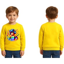 Sedirli Unisex Roblox Baskılı Çocuk Swaetshirt 3 Iplik Şardonlu