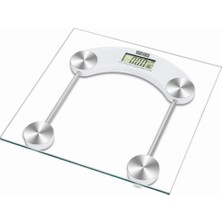 Beyaz Dijital Cam Banyo Baskülü, Şık ve Hassas Ölçüm