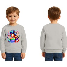 Sedirli Unisex Roblox Baskılı Çocuk Swaetshirt 3 Iplik Şardonlu