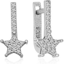 Özcömert Silver Gümüş Sallantılı Yıldız Taşlı Küpe