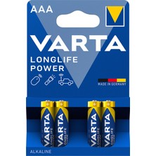 Varta Longlife Power Aaa Ince Kalem Pil 4'lü Paket (Alkalin) 4 Adet