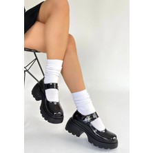 Diaways Siyat Siyah Rugan Dolgu Topuk Oxford Ayakkabı