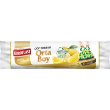 Koroplast Güçlü Büzgülü Çöp Torbası Limon Kokulu Orta 15'li 4 Adet