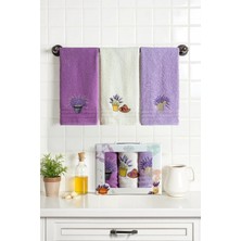 Lavanta Serisi %100 Pamuk 3’lü El Havlusu Seti 30X50 cm – Kutulu Özel Tasarım