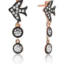 Özcömert Silver Gümüş Zincirli Kırlangıç Küpe