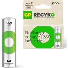 Şarjlı Pil Aa Kalem 1300MAH Ni-Mh (2 Adet) Recyko GP130AAH