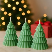 Sorvia 3’lü Yılbaşı Çam Ağacı Dekoratif Mum Seti – Yeşil