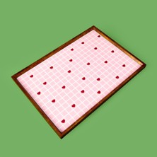 Matmel Deco Kırmızı Kalp Dekoratif Desenli Tepsi - Kırmızı / Pembe - 28,5X41 cm