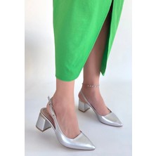 Diaways Buant Gümüş Cilt Topuklu Ayakkabı