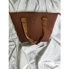 Leaf Accessory  Büyük Boy Çanta, Fermuarlı, Elde ve Omuz Askılı, Taba