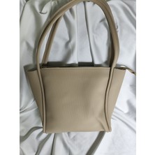 Leaf Accessory  Büyük Boy Çanta, Fermuarlı, Elde ve Omuz Askılı, Bej