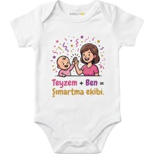 Teyzem Ben Şımartma Ekibi Baskılı Bebek Zıbını, Beyaz, Kısa Kollu Body