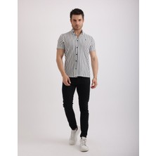 Citra Esnek Dokulu Waffle Çizgili Kumaş Günlük Erkek Gömlek