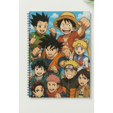 Black-One Anime A5 Metal Spiralli Çizgisiz Sert Kapak Anime  defter