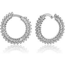 Özcömert Silver Gümüş Trapez Taşlı  Bayan Küpe