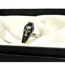 Dükkan Design Siyah Kuru Kafa Tabut Gotik Yüzük