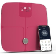 Vücut Analizli Akıllı Bluetooth Tartı, Kırmızı, Sağlıklı ve Modern Tasarım