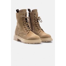  Rujo Kum Beji Hakiki Deri Süet Bağcıklı Fermuarlı  Kadın Bot