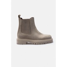 Rujo Açık Bej Hakiki Deri Lastikli Chelsea Kadın Bot