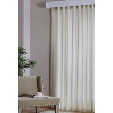 Taç Saten Güneşlik Perde Düz Dikiş Kullanıma Hazır Krem