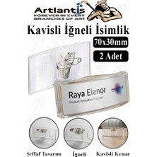 Artlantis Şeffaf Kavisli Iğneli Isimlik 2 Adet Dikdörtgen Isimlik 70X30CM Personel Yaka Isimliği Şeffaf Kavisli Isimlik Şirket