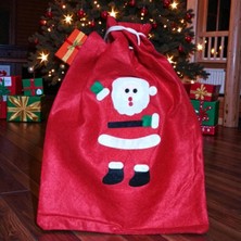 Kuzey Oyuncak Noel Baba Hediye Çuvalı Küçük Boy 40X30 cm Noel Baba Çuvalı Yılbaşı Süsleri Santa Claus Gift Sack