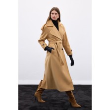 H1Style Kaban Uzun Kruvaze Yaka Kuşaklı
