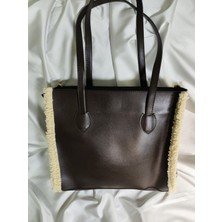 Leaf Accessory  Büyük Boy Çanta, Fermuarlı, Elde ve Omuz Askılı, Kahverengi