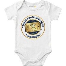 Teyze Kontenjanından Torpilliyim Baskılı Bebek Zıbını, Beyaz, Kısa Kollu