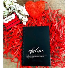 Buffer Sevgililer Günü Efulim Baskılı Ahşap Defter - Siyah