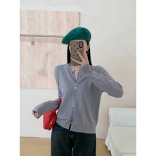 Ugdelia Kadın Renkli Dügmeli Triko Hırka