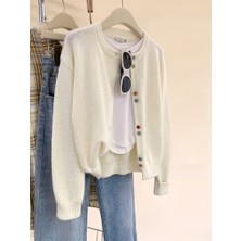 Ugdelia Kadın Renkli Dügmeli Triko Hırka