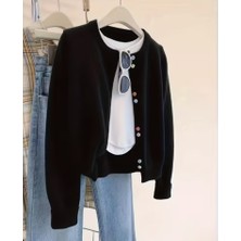 Ugdelia Kadın Renkli Dügmeli Triko Hırka