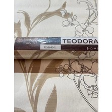 Teodora Krem Kahverengi Çiçek Desen Ucuz Duvar Kağıdı 536402